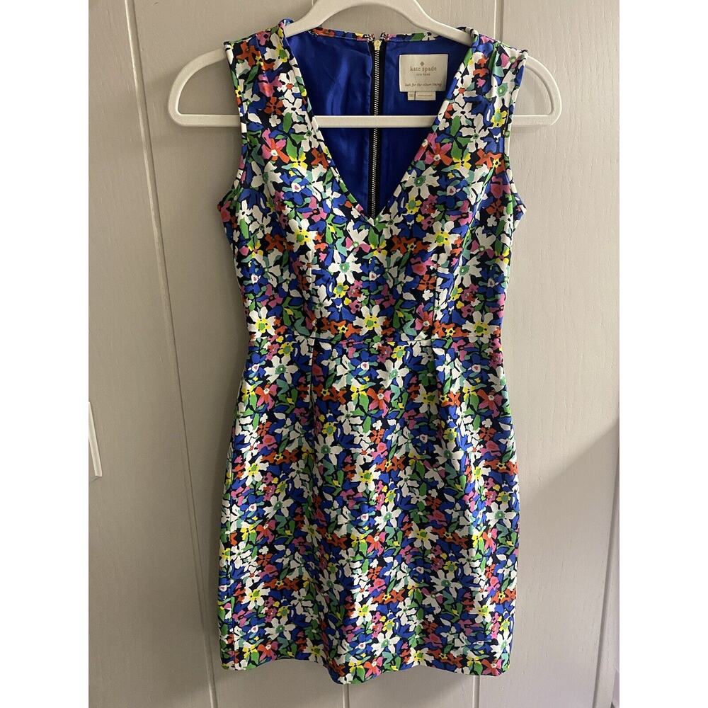 Kate Spade Mira in Full Bloom Dress - Cotton Silk Floral Dress - Size 00